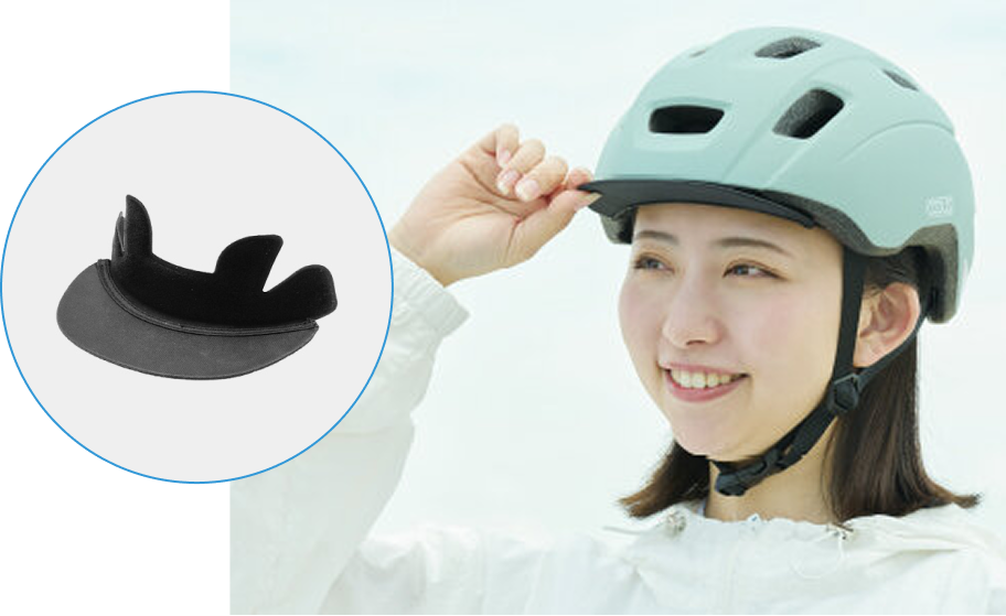 着脱可能な専用バイザーの写真